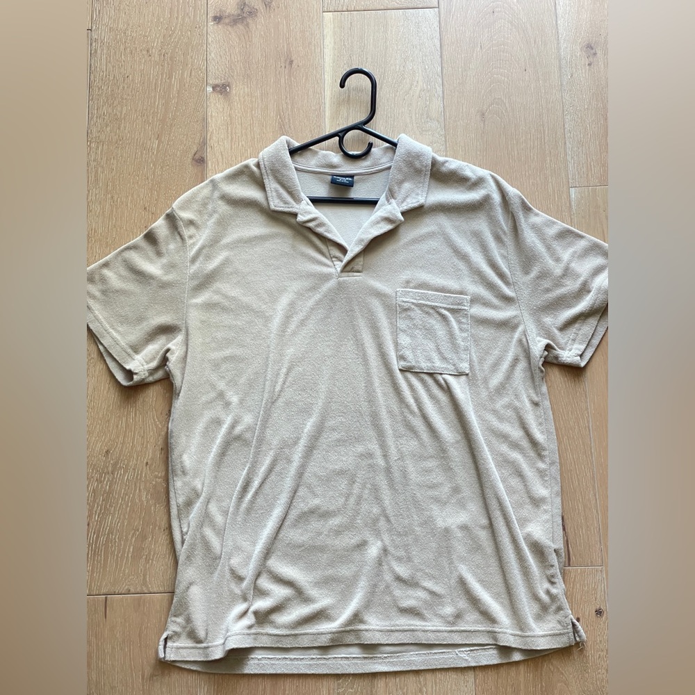 Cotton On Cream Knit Polo Shirt XL